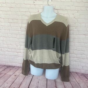NWT Banana Republic Cotton color block v neck sweater size large